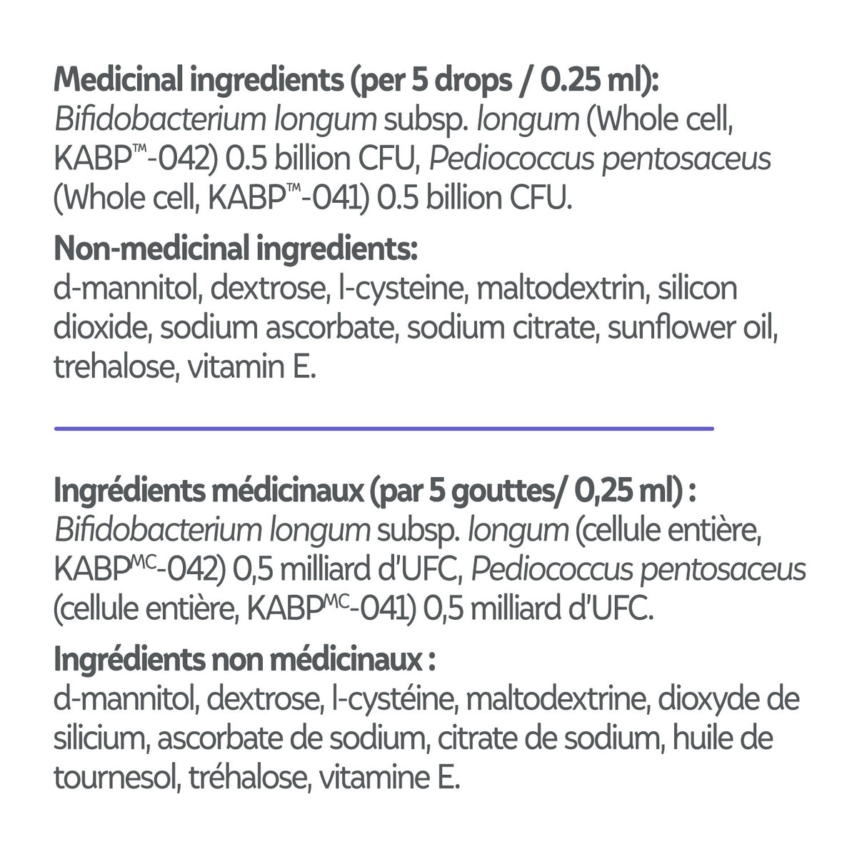 Baby Calm + Comfort ingredients