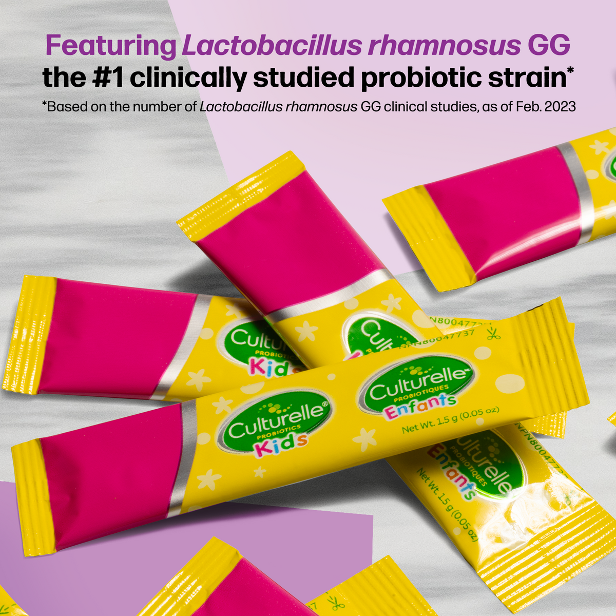 Featuring Lactobacillus rhamnosus GG the #1 clinically studied probiotic strain