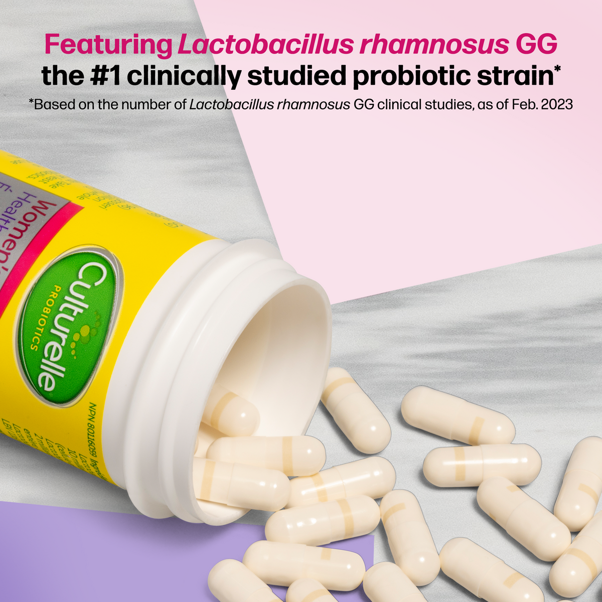 Featuring Lactobacillus rhamnosus GG the #1 clinically studied probiotic strain